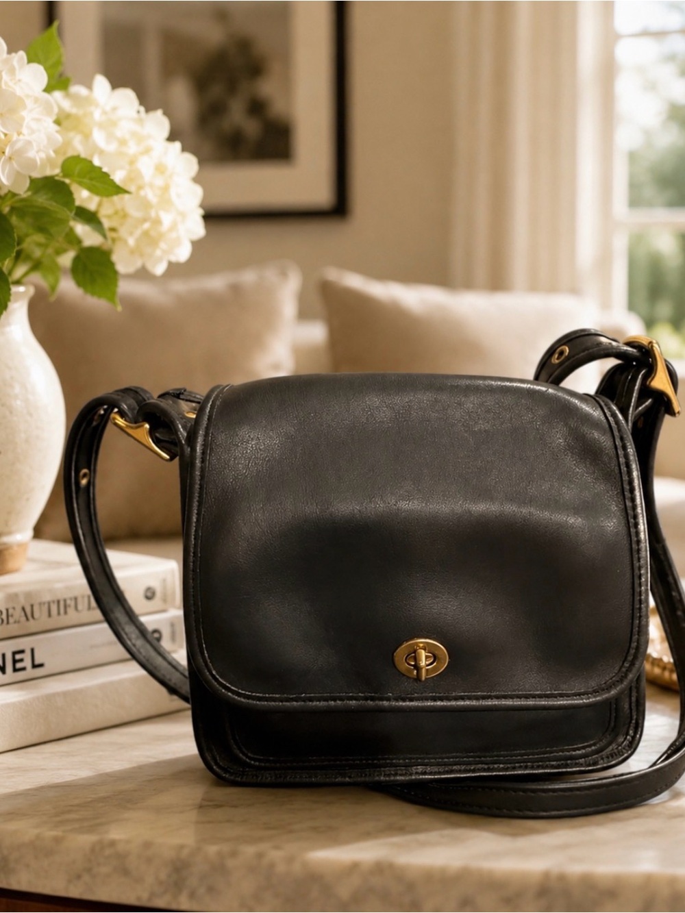 Coach vintage Black Leather Crossbody/shoulder rambler Bag 9061